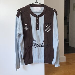 Sundae School Blue & Brown Knit Sweatshirt